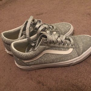Silver glittery Vans